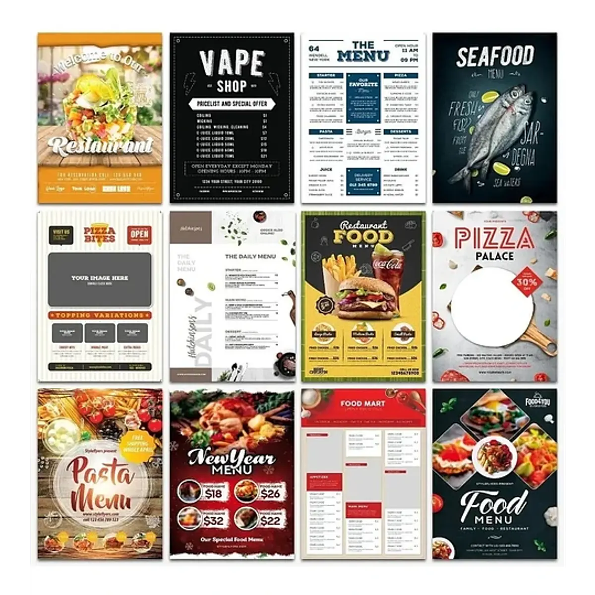 500 Artes Cardapio Menus Alimentos Editáveis Photoshop | Kriato Design