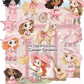 Kit Digital Cowgirl Faroeste em Png