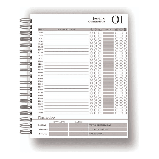 Arquivo Digital Agenda Manicure 2026 Cinza Claro 2