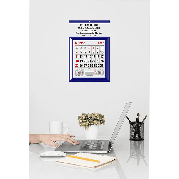 Arquivo Digital Calendário Base E Bloco 2026 Medio Editavel 3