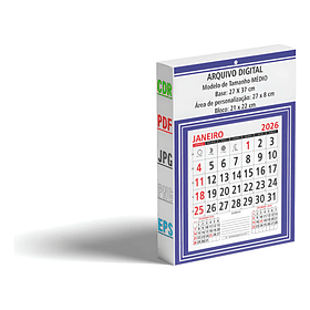 Arquivo Digital Calendário Base E Bloco 2026 Medio Editavel