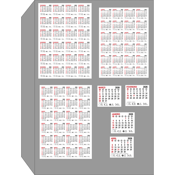 Arquivo Digital Bloco Calendário A4 P/ Imã De Geladeira 2026 2