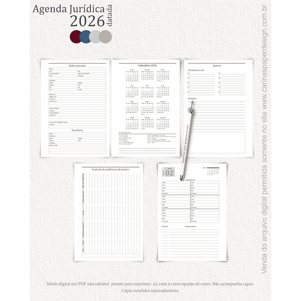 Combo Agenda Jurídica 2026 12
