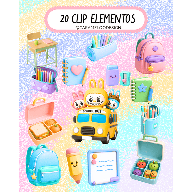 Arquivo Combo Labubu Volta as Àulas - Caramelo Design 11