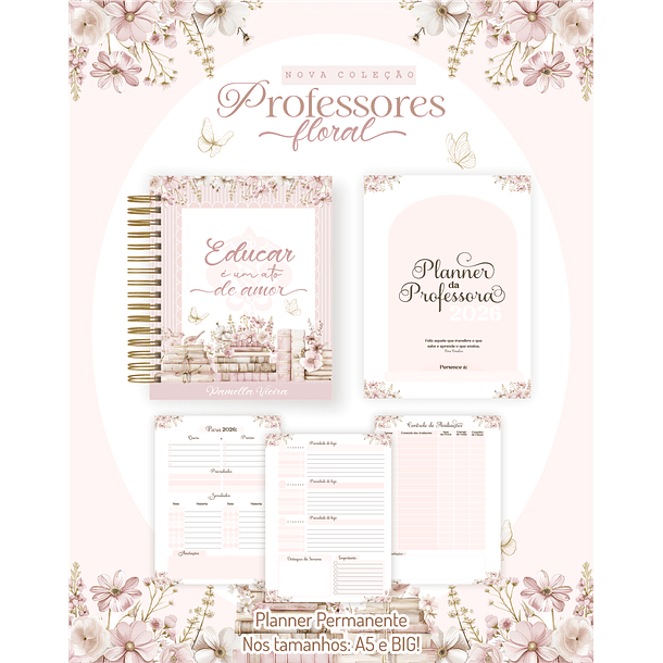 Arquivo Digital Agendas e Planners Permanente Professora Floral 1 – 2026  2