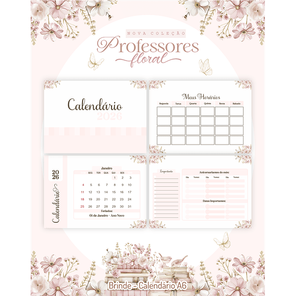 Arquivo Digital Agendas e Planners Permanente Professora Floral 1 – 2026  6