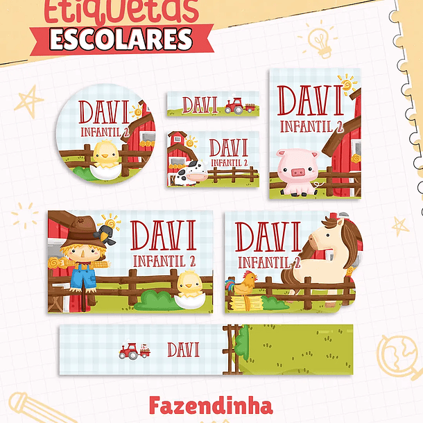 Arquivo Estiqueta Escolar Fazendinha Menino