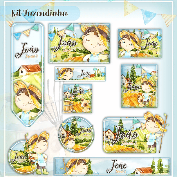 Arquivo Etiqueta Escolar Fazendinha Menino