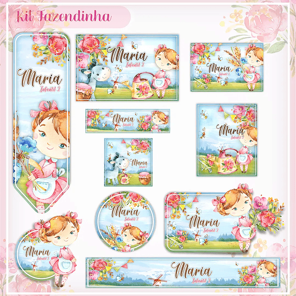 Arquivo Etiqueta Escolar Fazendinha Menina