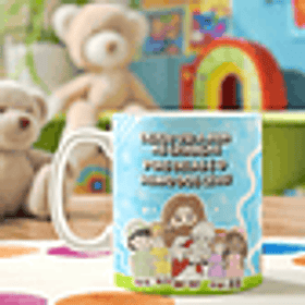 Artes Caneca Deixai vir a mim as crianças pois delas é o Reino dos Céus! Mateus 19:14 Arquivo em Png