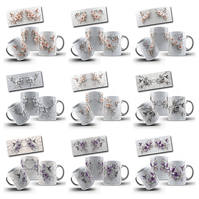24 Artes para Caneca Beija Flor 3D Arquivo em Jpg