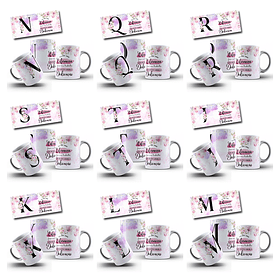 26 Artes para Caneca Alfabeto Floral Enfermeira Arquivo Editável