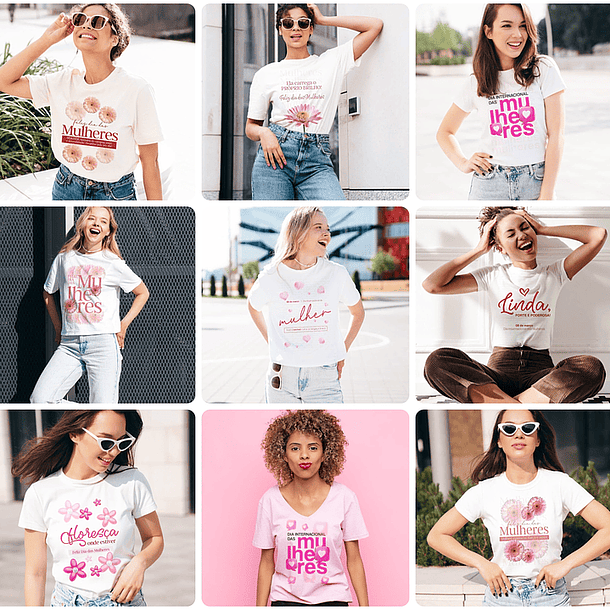 20 Artes para Caneca e Camisa Dia das Mulheres Arquivo Editável
