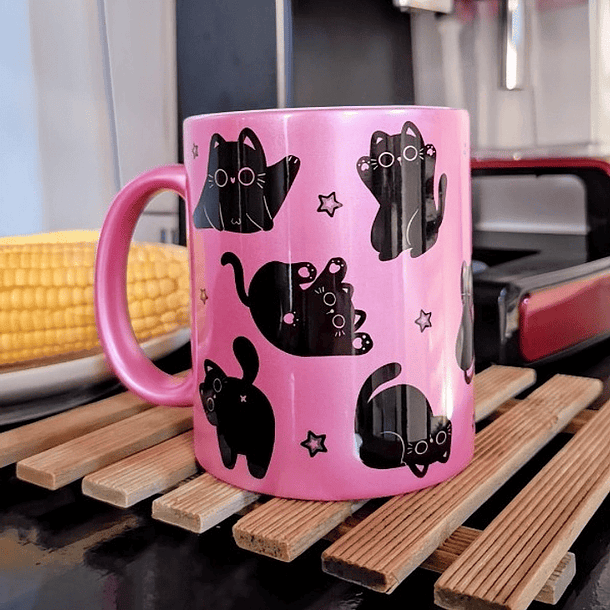 Arte Caneca Gatinho Pretinho Arquivo em Png
