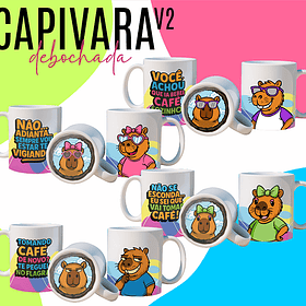 4 Artes para Caneca Capivara Debochada Arquivo Editável