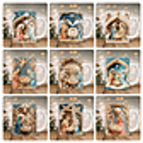 25 Artes para Caneca Natal Nascimento de Jesus 3d Arquivo em Png