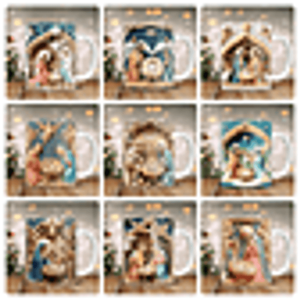 25 Artes para Caneca Natal Nascimento de Jesus 3d Arquivo em Png