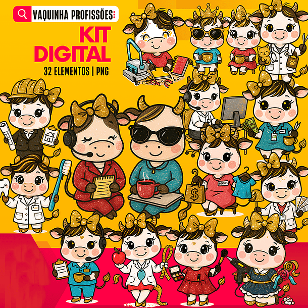 30 Artes para Caneca Vaquinhas Profissões Arquivo editável