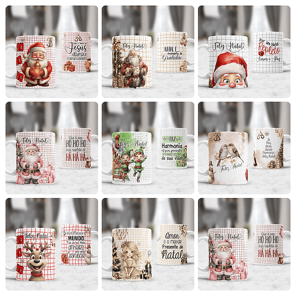 16 Artes para Caneca e Camisa De Natal Arquivo Editável