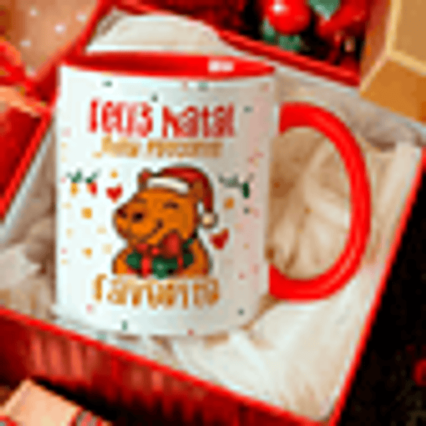 12 Artes para Caneca Capivara Natalina Arquivo Editável