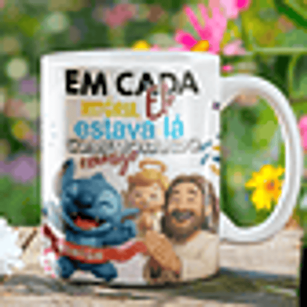 3 Artes para Caneca Stitch e Jesus Arquivo Editável