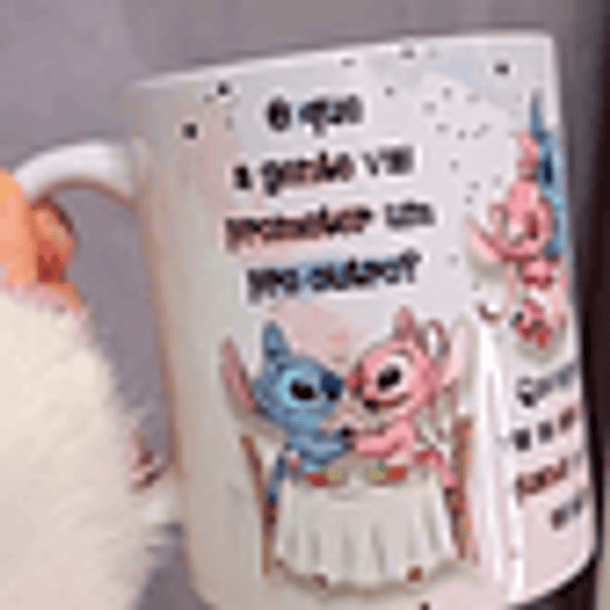 Arte Caneca O que a Gente Vai Prometer Um Para o Outro Stitch e Angel Arquivo em Jpg