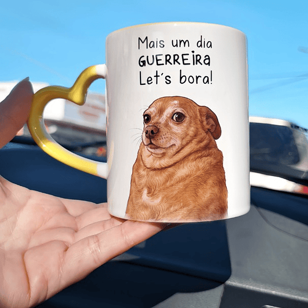 Artes Caneca Mais um dia guerreira, let´s bora em Png
