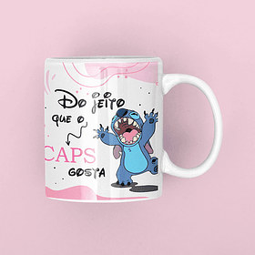 Artes Caneca Stitch do Jeito que o Caps Gosta Rosa em Png