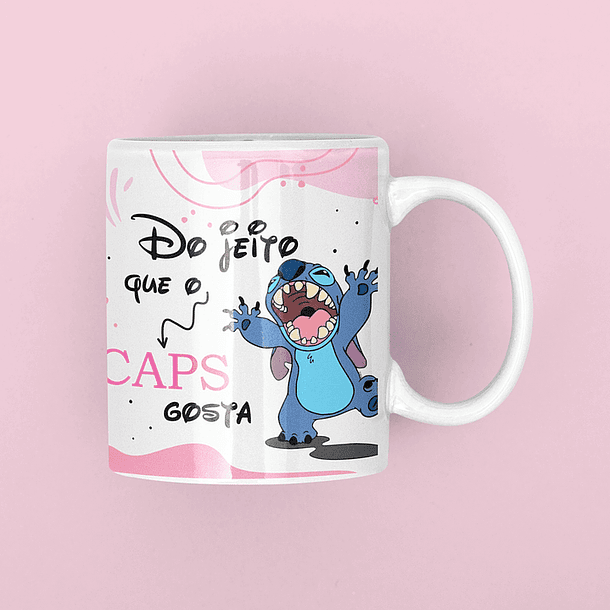 Artes Caneca Stitch do Jeito que o Caps Gosta Rosa em Png