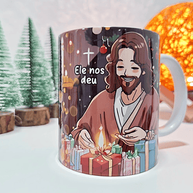Arte Caneca O maior presente ele nos Deu Natal Jesus Arquivo em Jpg