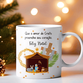 Arte Caneca Que o amor de Cristo preencha seu coração Feliz Natal Arquivo em Jpg