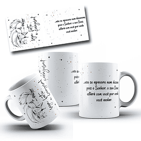 Artes Caneca Leão de Judá Seja forte e Corajosa Arquivo Editável