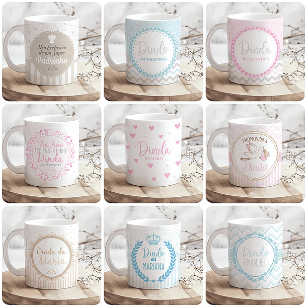 36 Artes para Caneca Dindos Arquivo Editável