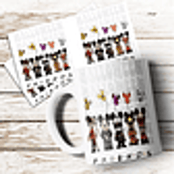 8 Artes para Caneca Halloween Personagens Arquivo em Jpg