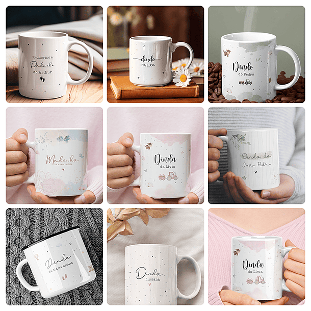 10 Artes para Caneca Dindas e Dindos Arquivo Editável