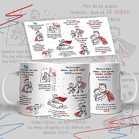 Arte Caneca Dia dos Pais Herói Arquivo em Jpg