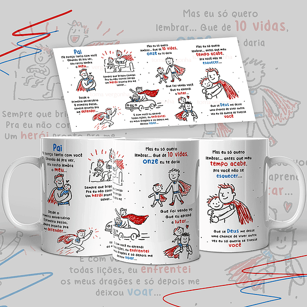 Arte Caneca Dia dos Pais Herói Arquivo em Jpg