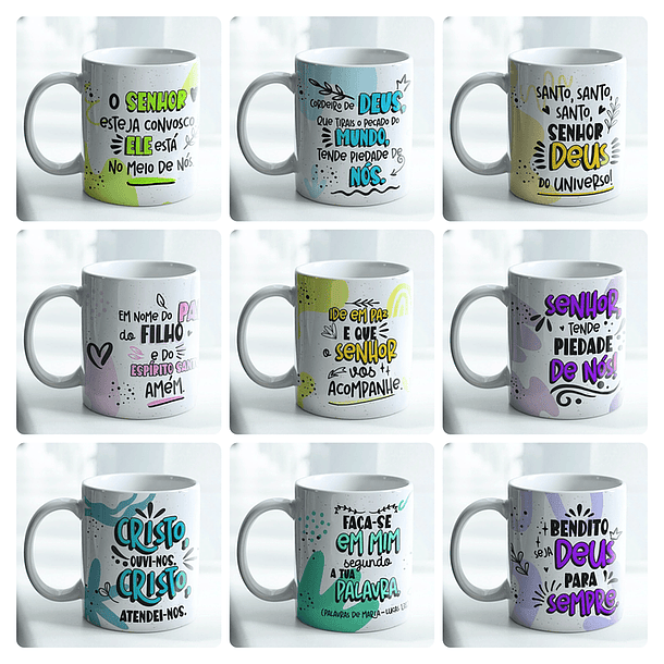 14 Artes para Canecas Frases de Deus Arquivo Editável