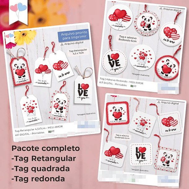 Arquivo de Corte Tags e Adesivos Dia dos Namorados Arquivo em Png