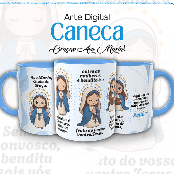 Arte Caneca Santinha Maria Oração Arquivo em Png