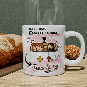 Arte Caneca Nas horas escuras da vida, Jesus tá lá Arquivo em Png