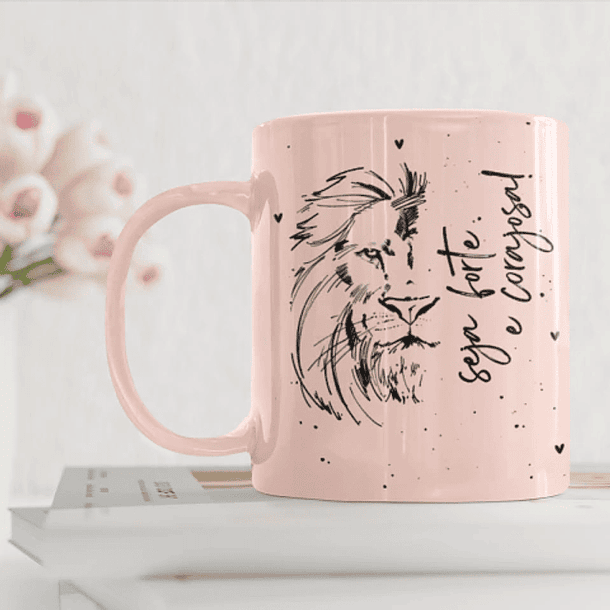 Arte Caneca Seja forte e corajosa Leão de Judá Arquivo em Png