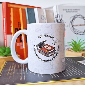 Arte Caneca Professor Ensina, inspira, motiva e transforma Arquivo em Png