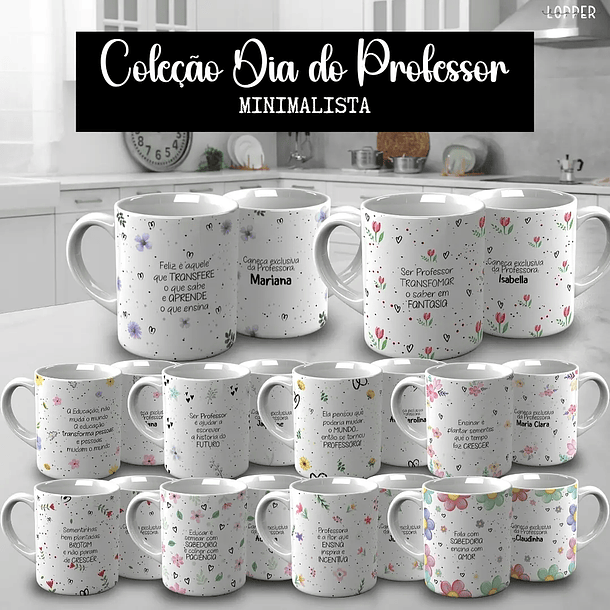 20 Artes para Canecas Minimalista Dia do Professores Arquivo Editável 3