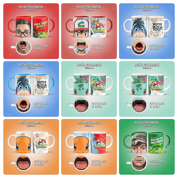 34 Artes para Caneca Bocão Personagens Arquivo em Jpg 3