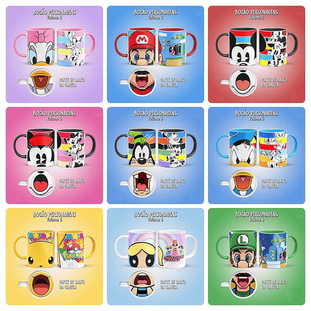 34 Artes para Caneca Bocão Personagens Arquivo em Jpg 4