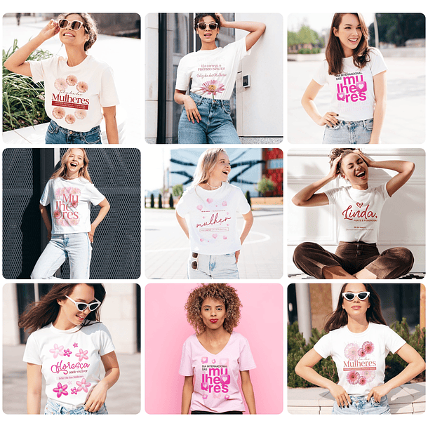 20 Artes para Caneca e Camisa Dia das Mulheres Arquivo Editável 1