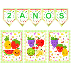 Kit Digital Poster e Bandeirola FRUTAS
