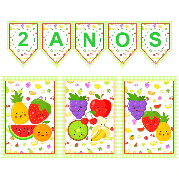 Kit Digital Poster e Bandeirola FRUTAS