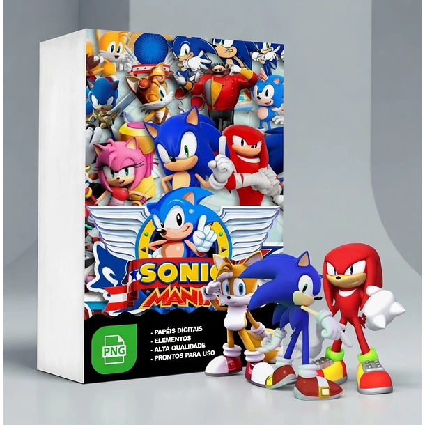 Kit Digital Sonic Scrapbook Silhouette Arquivo Imagens Png